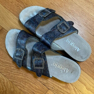 Alegria Womens Size 7.5 38 Jade Glimmer Glam Adjustable Slide Sandals Shoes